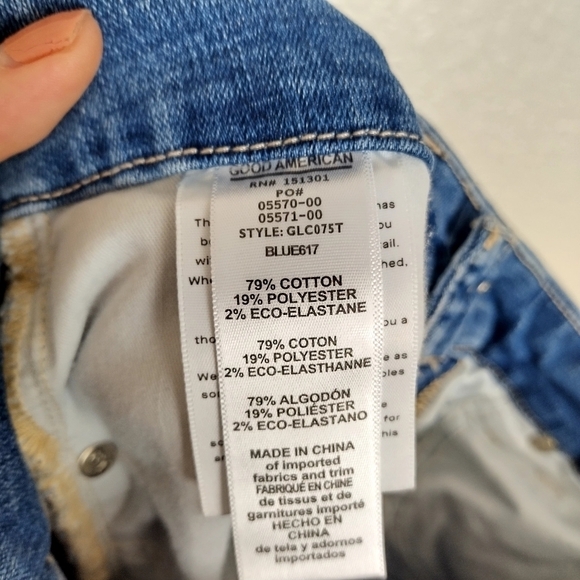 Good American Good Legs High Waist Ripped Crop Skinny Jeans Sz 10/30 - Picture 9 of 10